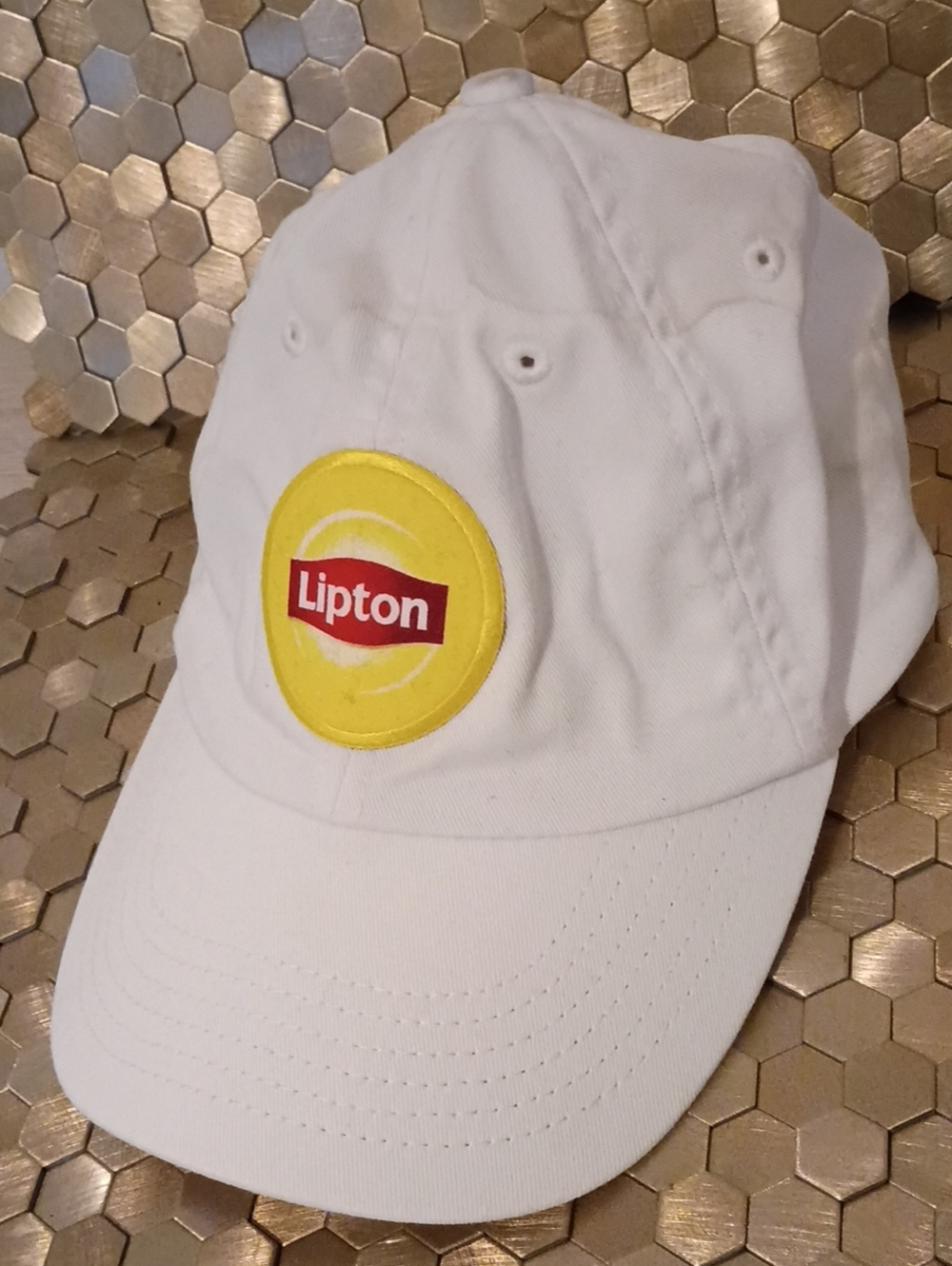 White Baseball Cap with Yellow Logo Patch